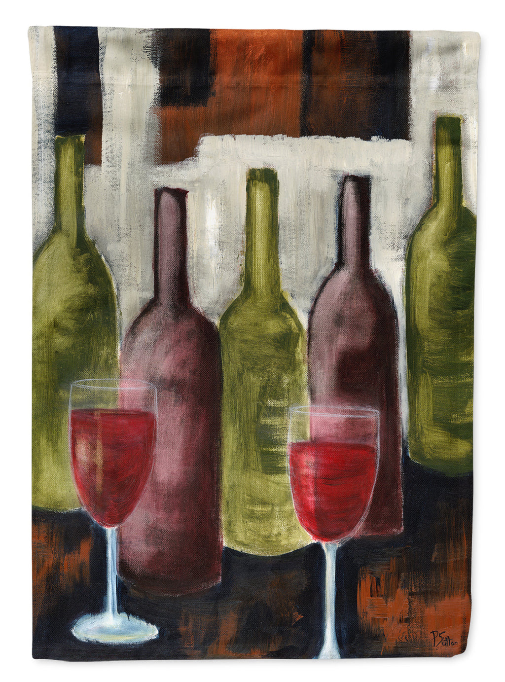 Red Wine by Petrina Sutton House Flag 28x40 Porch Sleeve Pole Decorative Outside Yard Banner Artwork Wall Hanging, Polyester