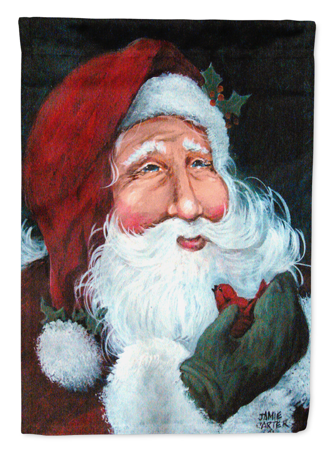 A Little Bird Told Me Santa Claus House Flag 28x40 Porch Sleeve Pole Decorative Outside Yard Banner Artwork Wall Hanging, Polyester