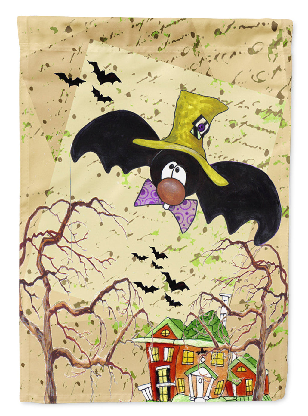 Bat Crazy Halloween House Flag 28x40 Porch Sleeve Pole Decorative Outside Yard Banner Artwork Wall Hanging, Polyester