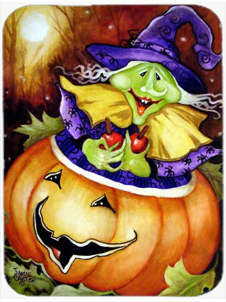 Bewitched and Glowing Halloween Cutting Board Tempered Glass Kitchen Cutting Surface, Heat Resistant Chopping, Non-Slip Feet, Food Prep & Serving