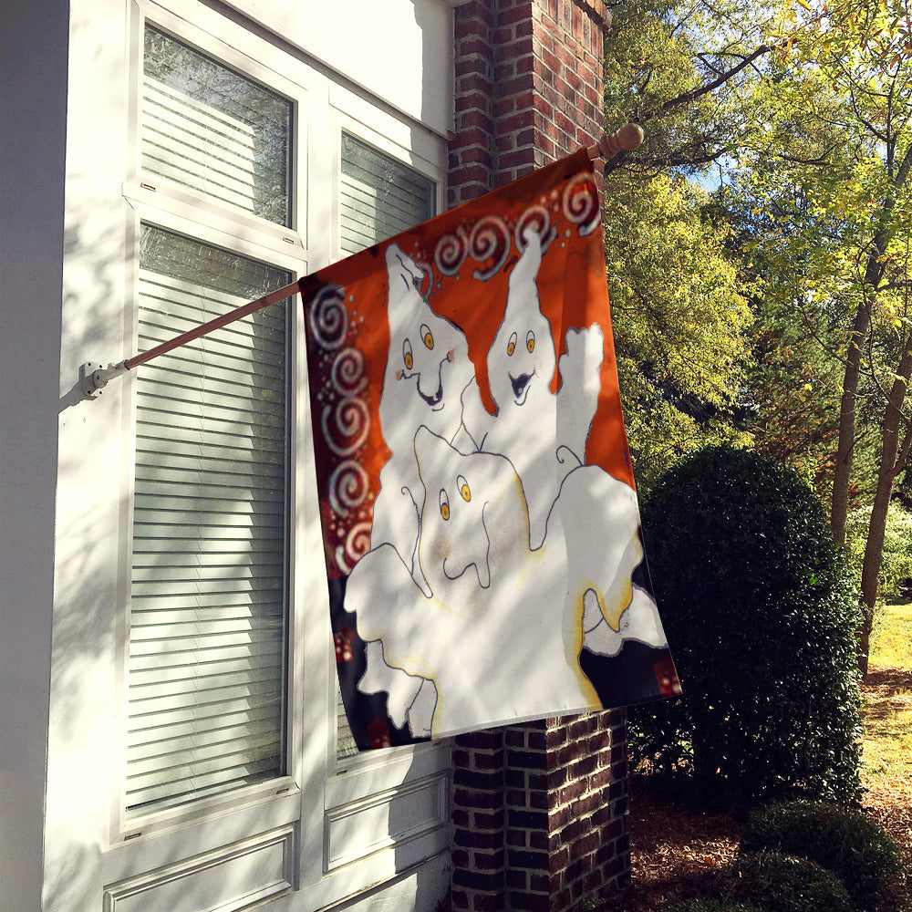 Ghostly Crew Halloween House Flag 28x40 Porch Sleeve Pole Decorative Outside Yard Banner Artwork Wall Hanging, Polyester