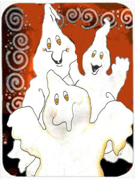 Ghostly Crew Halloween Cutting Board Tempered Glass Kitchen Cutting Surface, Heat Resistant Chopping, Non-Slip Feet, Food Prep & Serving