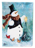 Christmas Tree Friends Snowman House Flag 28x40 Porch Sleeve Pole Decorative Outside Yard Banner Artwork Wall Hanging, Polyester
