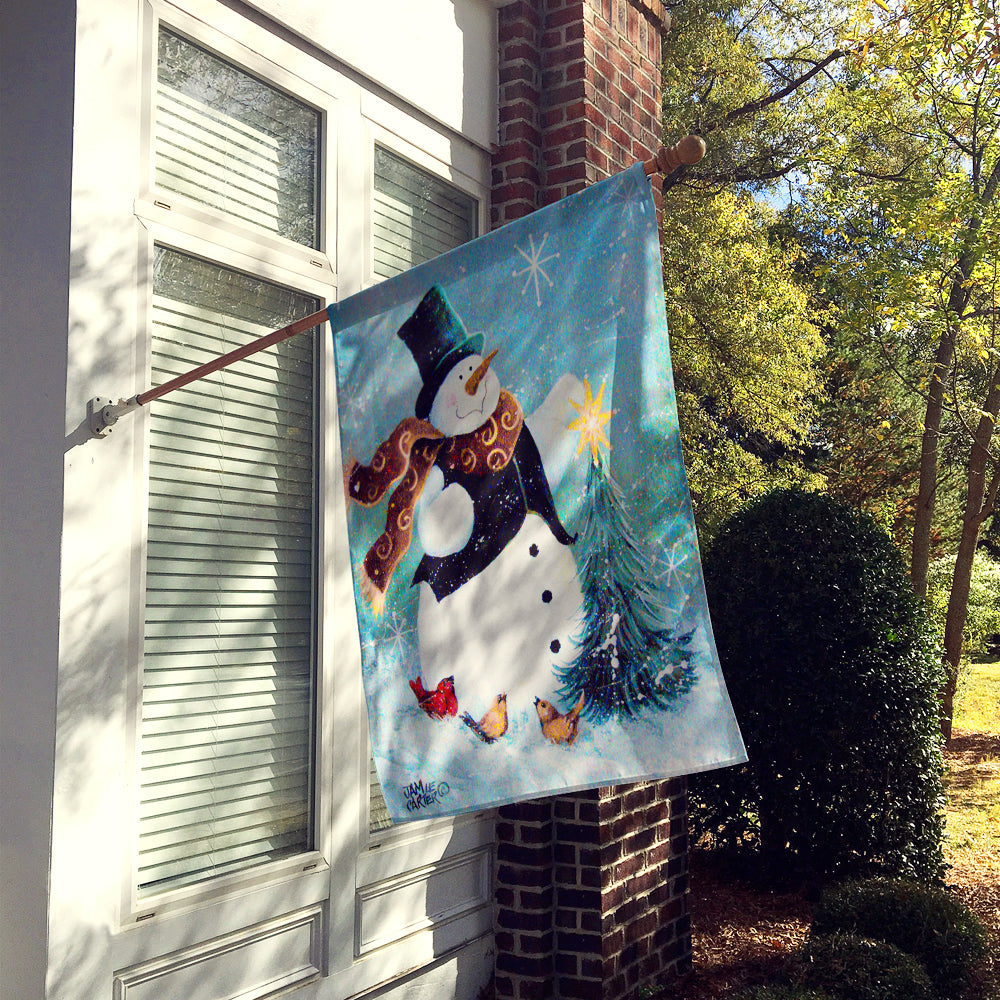 Christmas Tree Friends Snowman House Flag 28x40 Porch Sleeve Pole Decorative Outside Yard Banner Artwork Wall Hanging, Polyester