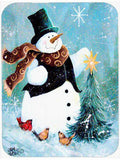 Christmas Tree Friends Snowman Cutting Board Tempered Glass Kitchen Cutting Surface, Heat Resistant Chopping, Non-Slip Feet, Food Prep & Serving