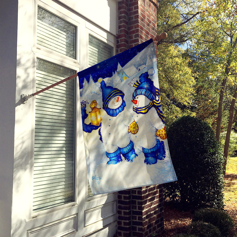 Follow Me Snowman House Flag 28x40 Porch Sleeve Pole Decorative Outside Yard Banner Artwork Wall Hanging, Polyester