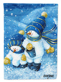 Gathering Snowflakes Snowman House Flag 28x40 Porch Sleeve Pole Decorative Outside Yard Banner Artwork Wall Hanging, Polyester