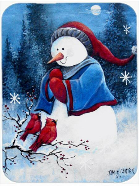 Hello Winter Friends Snowman Cutting Board Tempered Glass Kitchen Cutting Surface, Heat Resistant Chopping, Non-Slip Feet, Food Prep & Serving