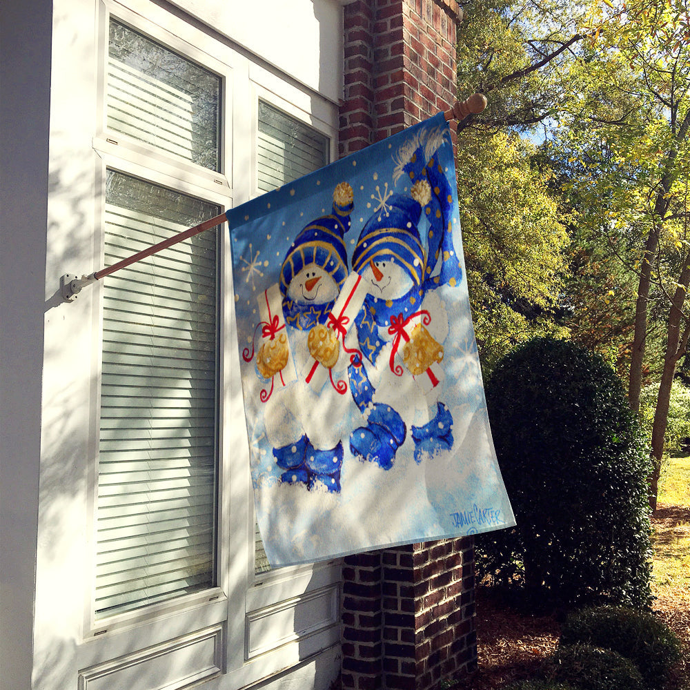 Holiday Delivery Snowman House Flag 28x40 Porch Sleeve Pole Decorative Outside Yard Banner Artwork Wall Hanging, Polyester