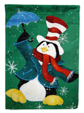 Just Dropping In To Say Hello Christmas Penguin  House Flag 28x40 Porch Sleeve Pole Decorative Outside Yard Banner Artwork Wall Hanging, Polyester