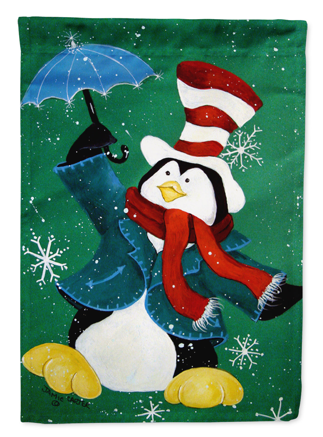 Just Dropping In To Say Hello Christmas Penguin  House Flag 28x40 Porch Sleeve Pole Decorative Outside Yard Banner Artwork Wall Hanging, Polyester