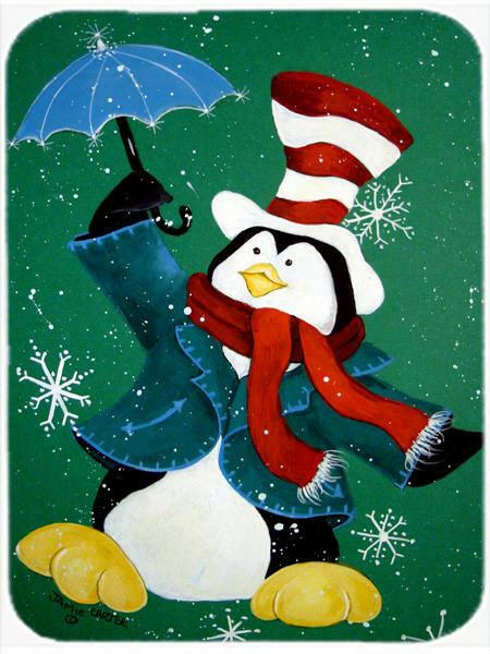 Just Dropping In To Say Hello Christmas Penguin  Cutting Board Tempered Glass Kitchen Cutting Surface, Heat Resistant Chopping, Non-Slip Feet, Food Prep & Serving