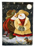 Love at Christmas Snowman House Flag 28x40 Porch Sleeve Pole Decorative Outside Yard Banner Artwork Wall Hanging, Polyester