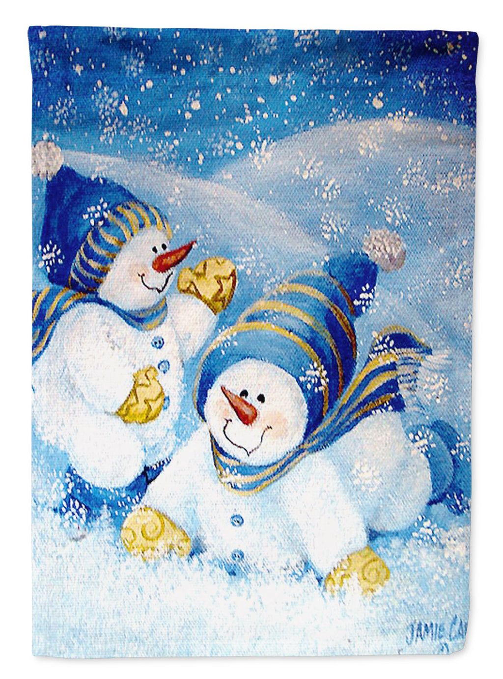 Snow babies At Play Snowman House Flag 28x40 Porch Sleeve Pole Decorative Outside Yard Banner Artwork Wall Hanging, Polyester