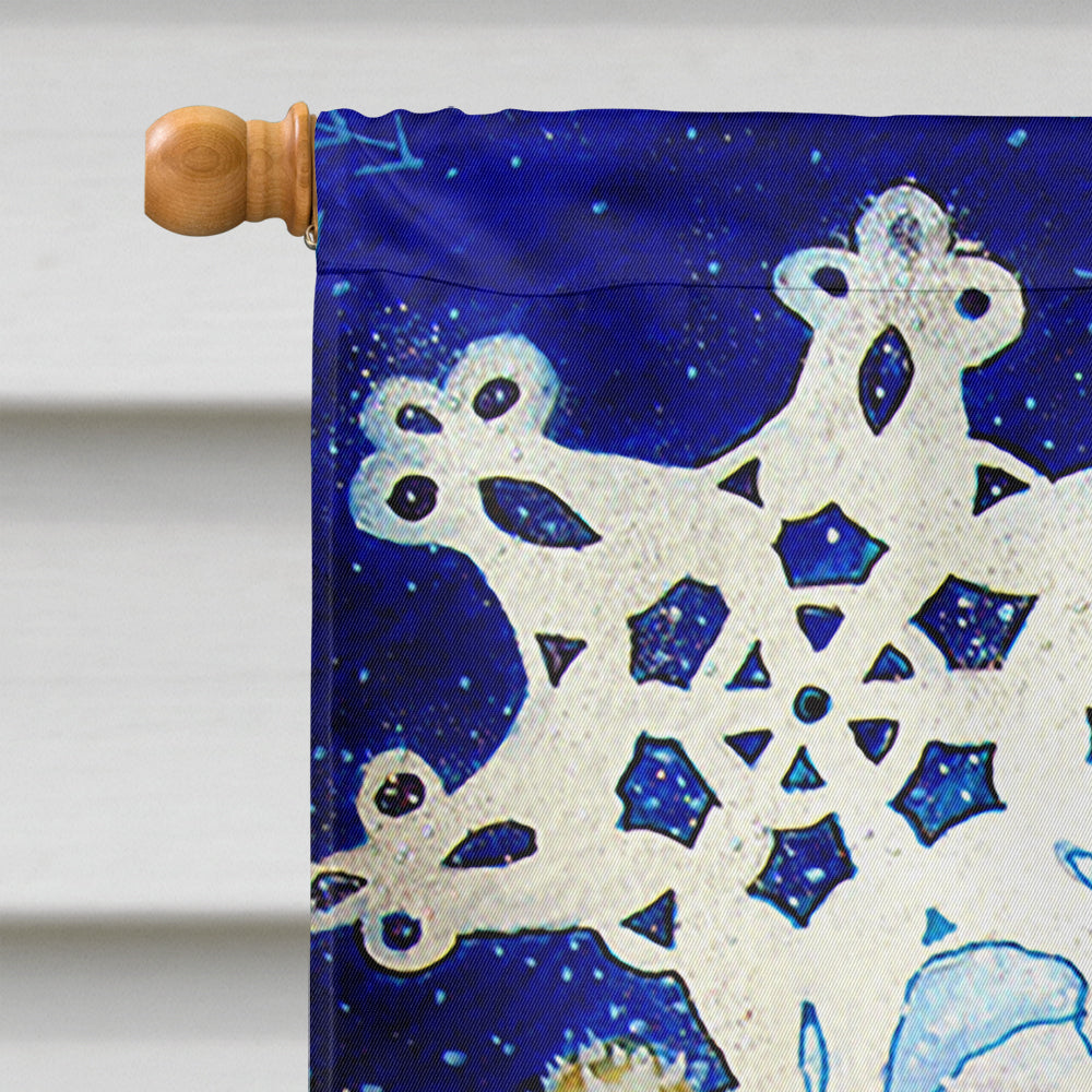 Snowflake Buddies Snowman House Flag 28x40 Porch Sleeve Pole Decorative Outside Yard Banner Artwork Wall Hanging, Polyester