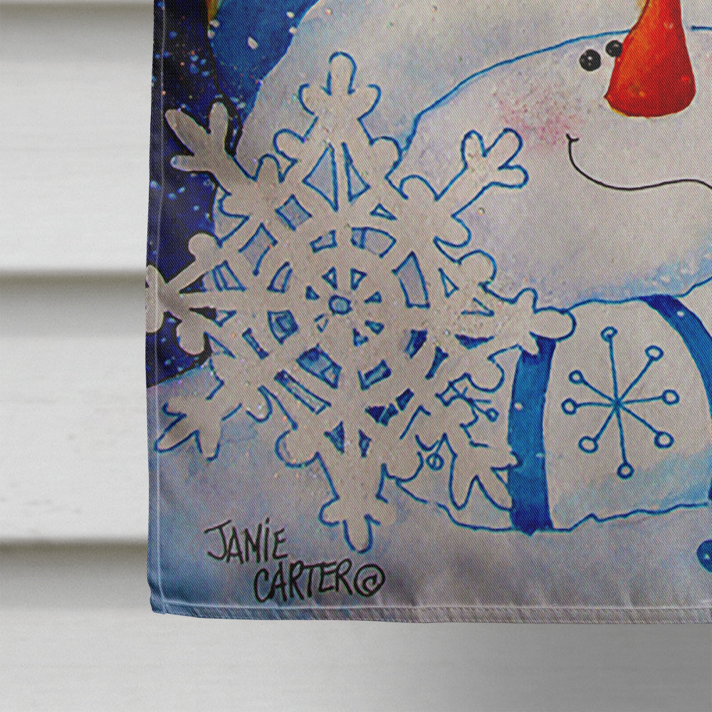 Snowflake Buddies Snowman House Flag 28x40 Porch Sleeve Pole Decorative Outside Yard Banner Artwork Wall Hanging, Polyester