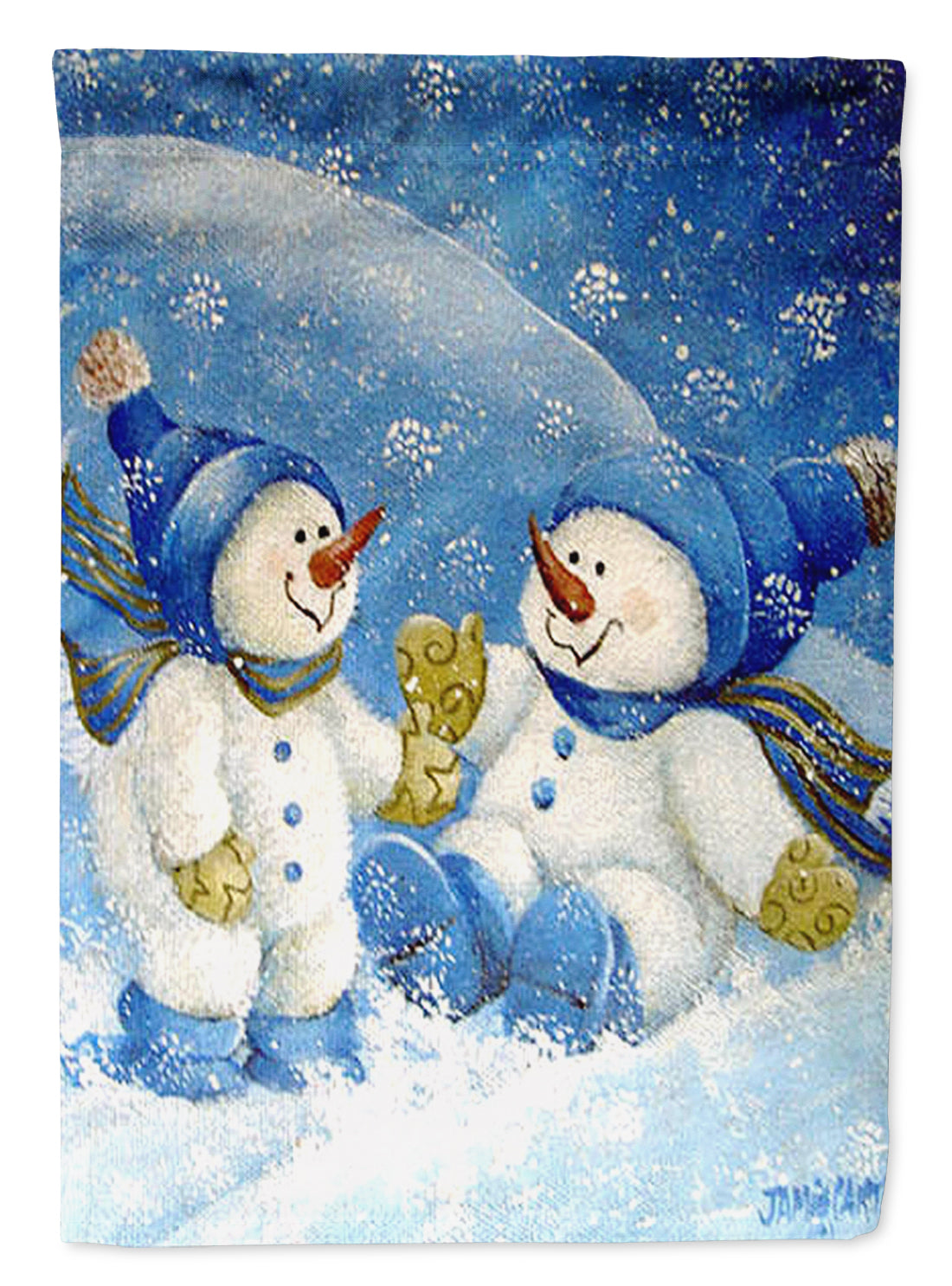 Snowflakes At Play Snowman House Flag 28x40 Porch Sleeve Pole Decorative Outside Yard Banner Artwork Wall Hanging, Polyester