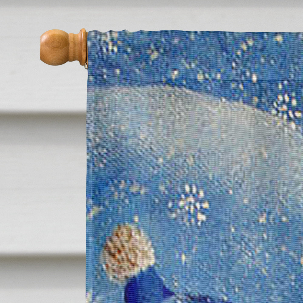 Snowflakes At Play Snowman House Flag 28x40 Porch Sleeve Pole Decorative Outside Yard Banner Artwork Wall Hanging, Polyester