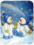 Snowflakes At Play Snowman Cutting Board Tempered Glass Kitchen Cutting Surface, Heat Resistant Chopping, Non-Slip Feet, Food Prep & Serving
