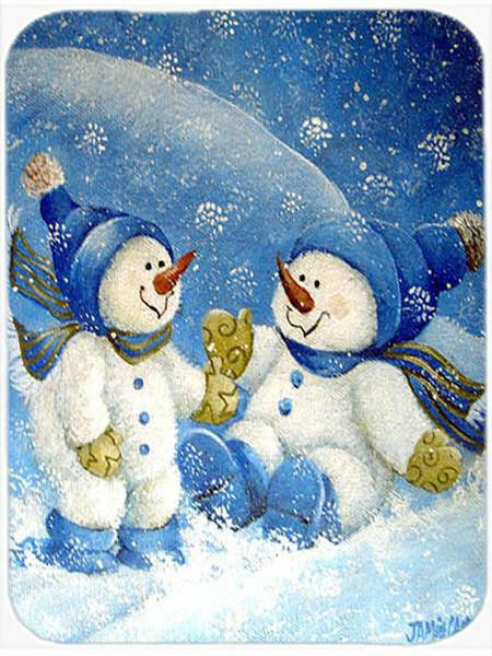 Snowflakes At Play Snowman Cutting Board Tempered Glass Kitchen Cutting Surface, Heat Resistant Chopping, Non-Slip Feet, Food Prep & Serving