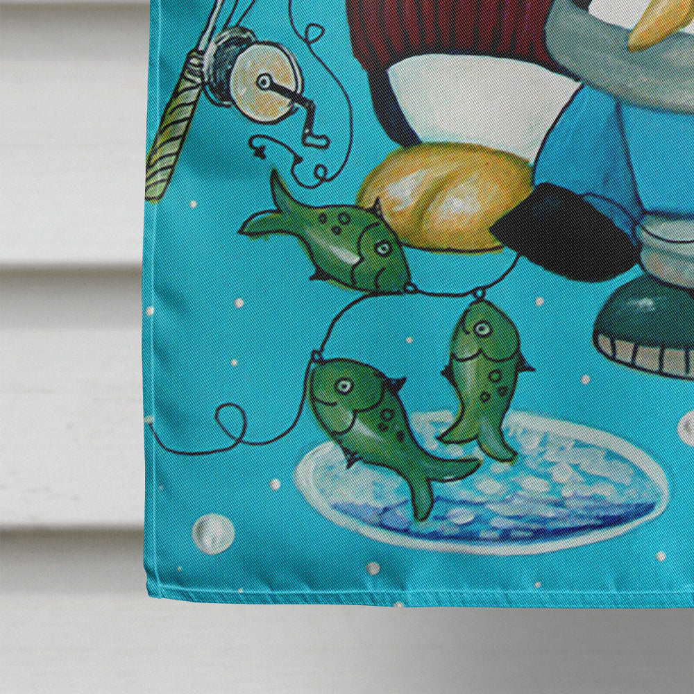 Somethin's Fishy Christmas Penguin  House Flag 28x40 Porch Sleeve Pole Decorative Outside Yard Banner Artwork Wall Hanging, Polyester