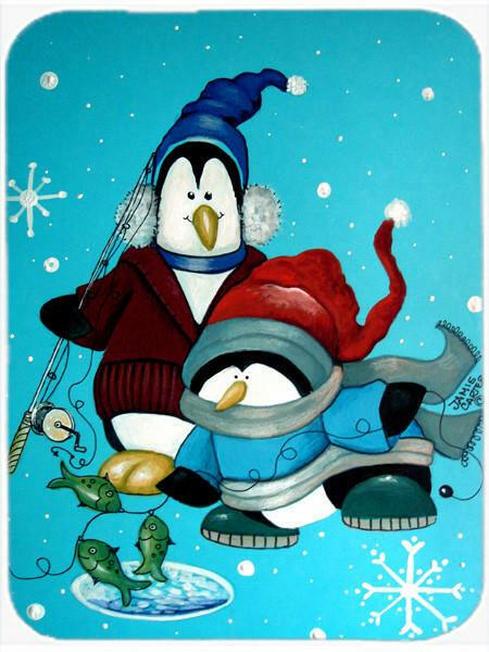 Somethin's Fishy Christmas Penguin  Cutting Board Tempered Glass Kitchen Cutting Surface, Heat Resistant Chopping, Non-Slip Feet, Food Prep & Serving