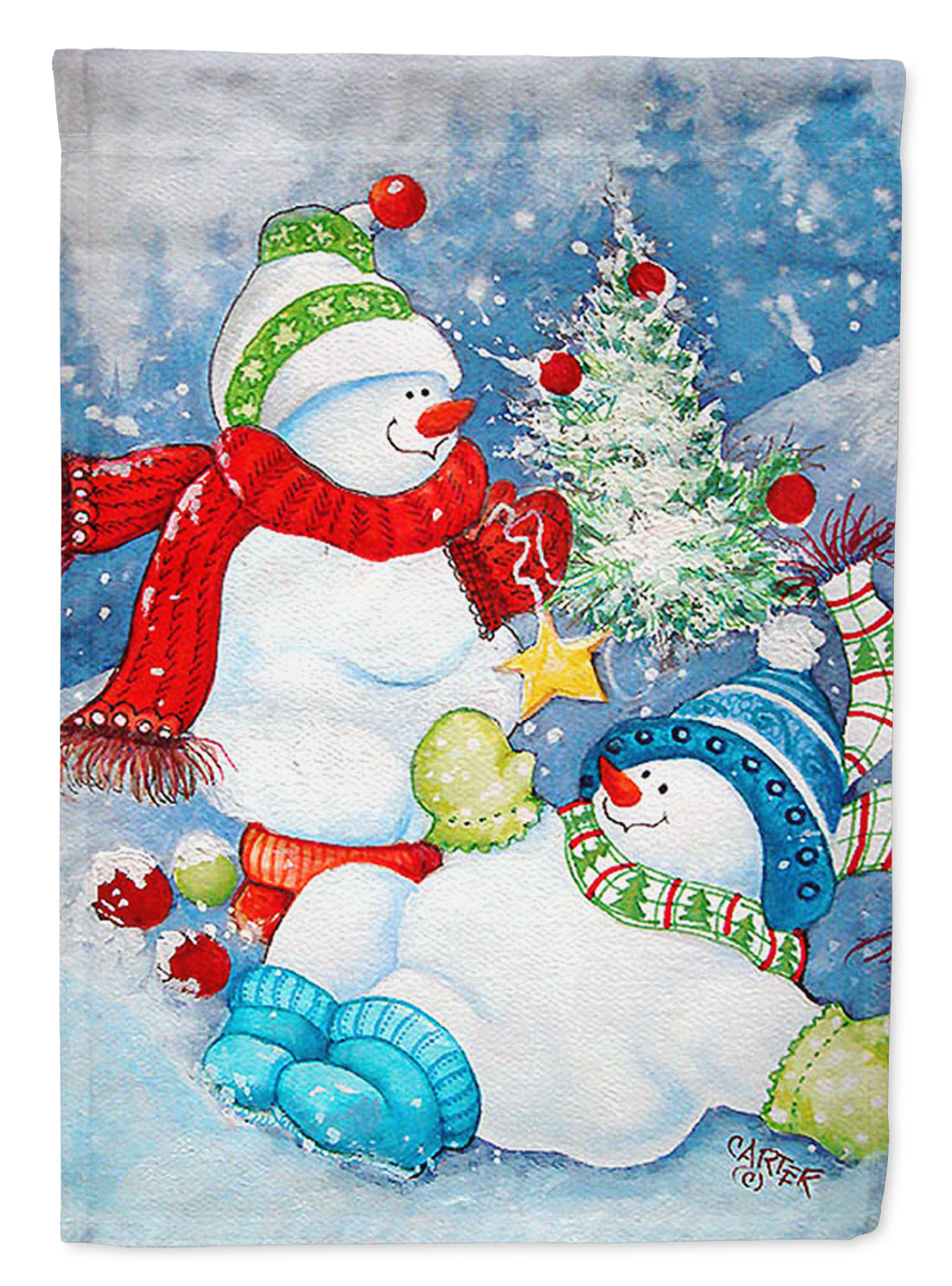 The Teens Celebrate Snowman House Flag 28x40 Porch Sleeve Pole Decorative Outside Yard Banner Artwork Wall Hanging, Polyester