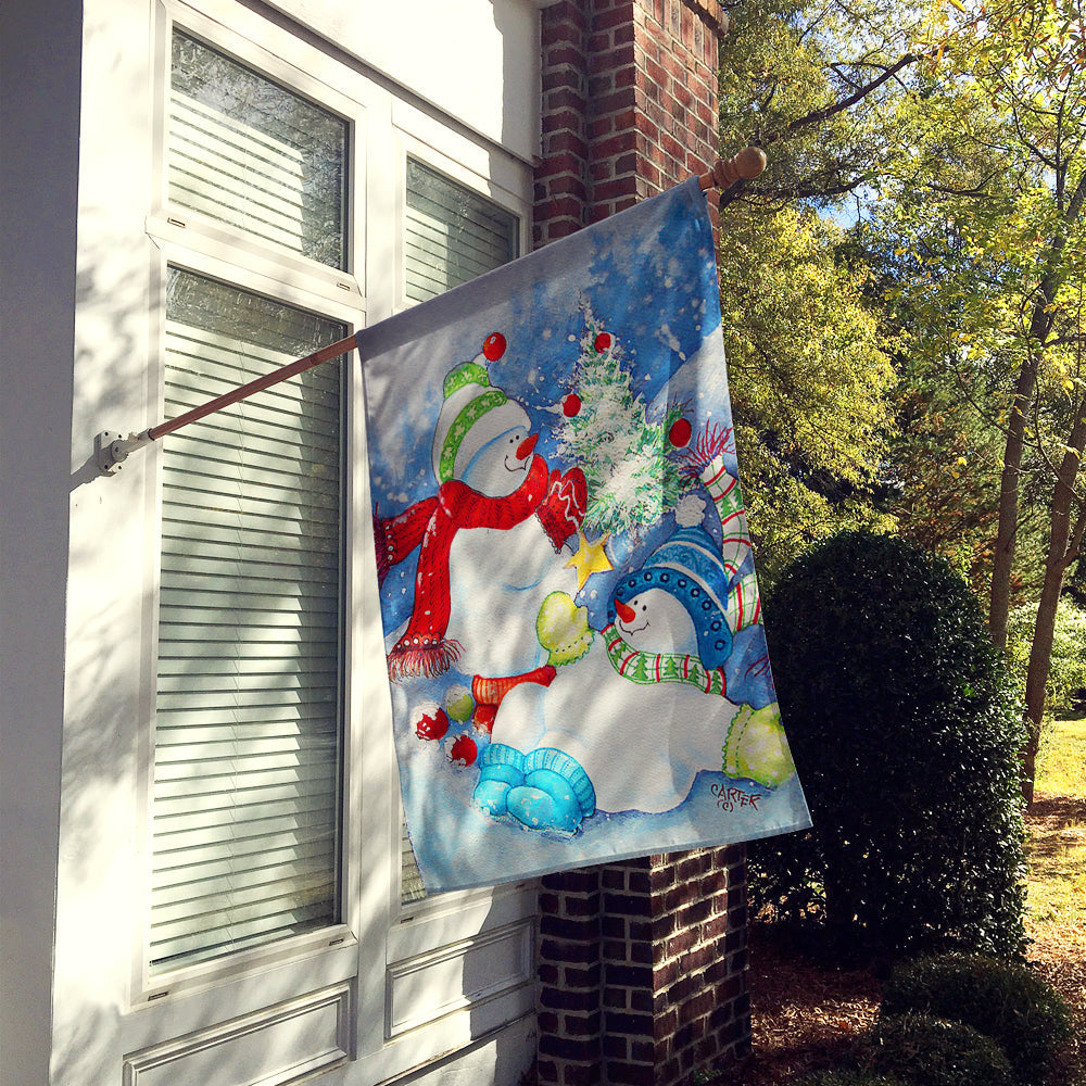 The Teens Celebrate Snowman House Flag 28x40 Porch Sleeve Pole Decorative Outside Yard Banner Artwork Wall Hanging, Polyester