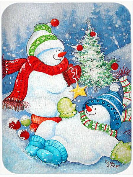 The Teens Celebrate Snowman Cutting Board Tempered Glass Kitchen Cutting Surface, Heat Resistant Chopping, Non-Slip Feet, Food Prep & Serving