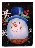 Top Hat Greetings Snowman House Flag 28x40 Porch Sleeve Pole Decorative Outside Yard Banner Artwork Wall Hanging, Polyester