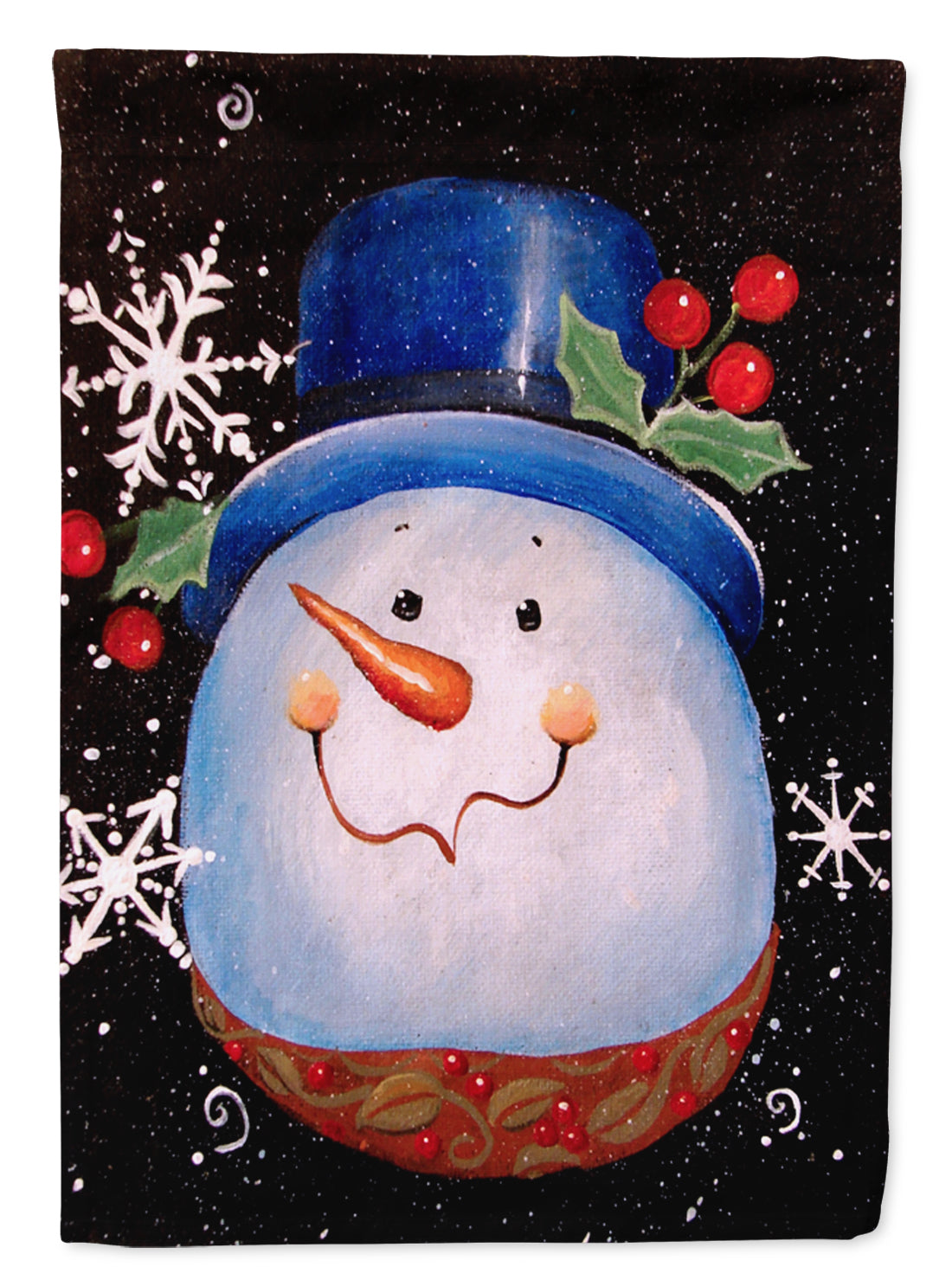 Top Hat Greetings Snowman House Flag 28x40 Porch Sleeve Pole Decorative Outside Yard Banner Artwork Wall Hanging, Polyester
