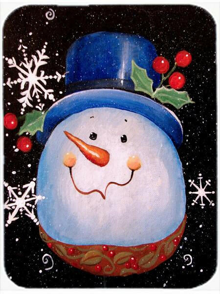 Top Hat Greetings Snowman Cutting Board Tempered Glass Kitchen Cutting Surface, Heat Resistant Chopping, Non-Slip Feet, Food Prep & Serving