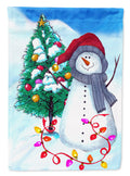 Trimming the Tree Snowman House Flag 28x40 Porch Sleeve Pole Decorative Outside Yard Banner Artwork Wall Hanging, Polyester