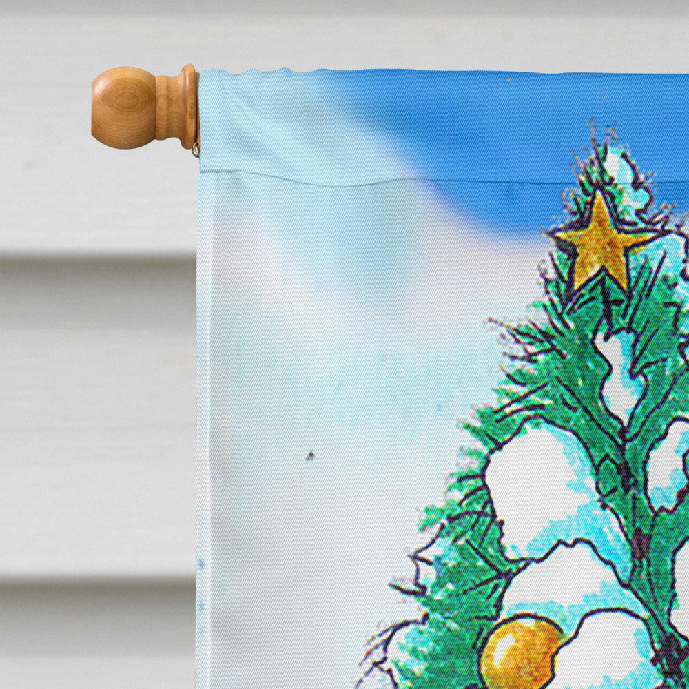 Trimming the Tree Snowman House Flag 28x40 Porch Sleeve Pole Decorative Outside Yard Banner Artwork Wall Hanging, Polyester