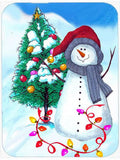 Trimming the Tree Snowman Cutting Board Tempered Glass Kitchen Cutting Surface, Heat Resistant Chopping, Non-Slip Feet, Food Prep & Serving