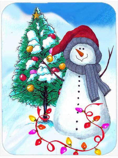 Trimming the Tree Snowman Cutting Board Tempered Glass Kitchen Cutting Surface, Heat Resistant Chopping, Non-Slip Feet, Food Prep & Serving