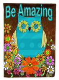 Be Amazing Owl House Flag 28x40 Porch Sleeve Pole Decorative Outside Yard Banner Artwork Wall Hanging, Polyester