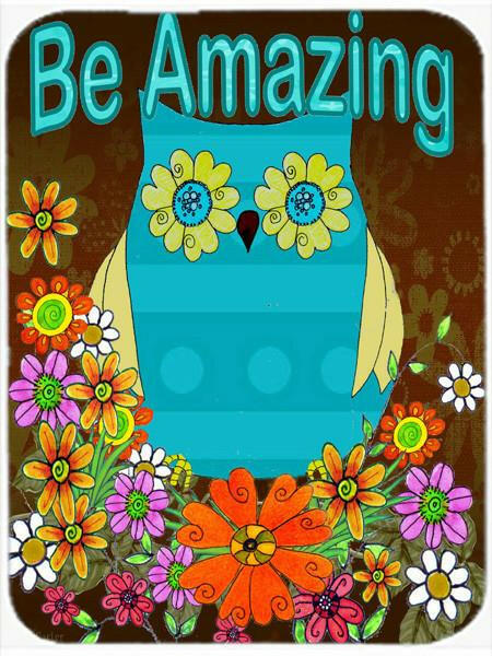 Be Amazing Owl Cutting Board Tempered Glass Kitchen Cutting Surface, Heat Resistant Chopping, Non-Slip Feet, Food Prep & Serving