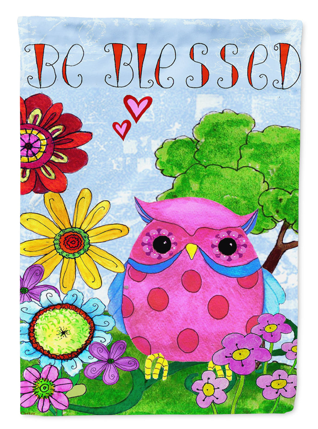 Be Blessed Owl House Flag 28x40 Porch Sleeve Pole Decorative Outside Yard Banner Artwork Wall Hanging, Polyester