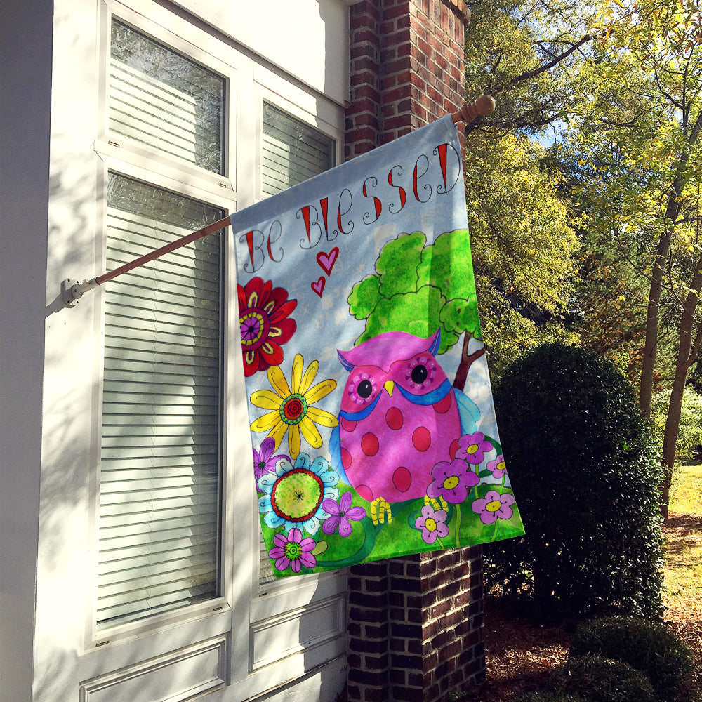 Be Blessed Owl House Flag 28x40 Porch Sleeve Pole Decorative Outside Yard Banner Artwork Wall Hanging, Polyester