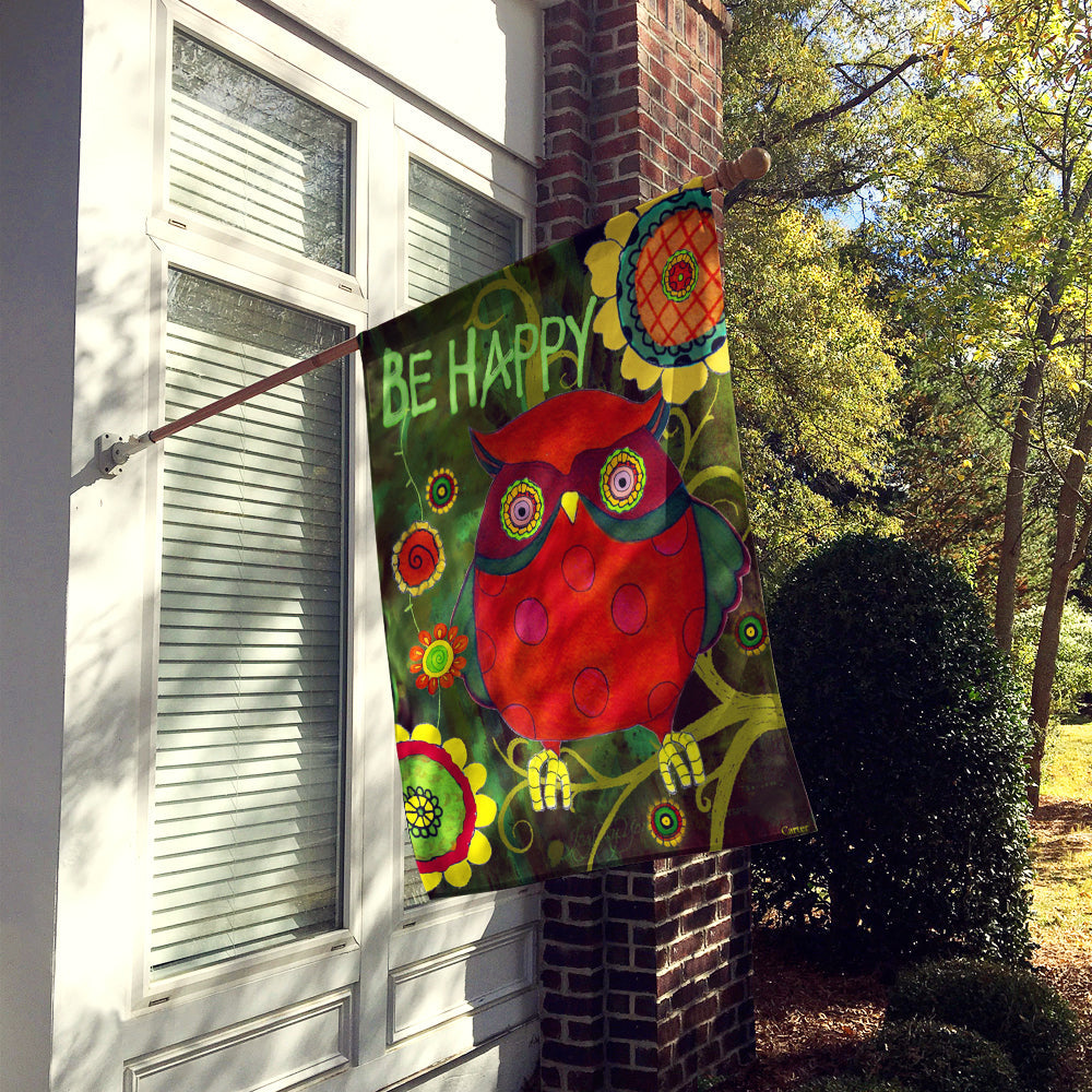 Be Happy Oh Yeah Owl House Flag 28x40 Porch Sleeve Pole Decorative Outside Yard Banner Artwork Wall Hanging, Polyester