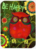 Be Happy Oh Yeah Owl Cutting Board Tempered Glass Kitchen Cutting Surface, Heat Resistant Chopping, Non-Slip Feet, Food Prep & Serving