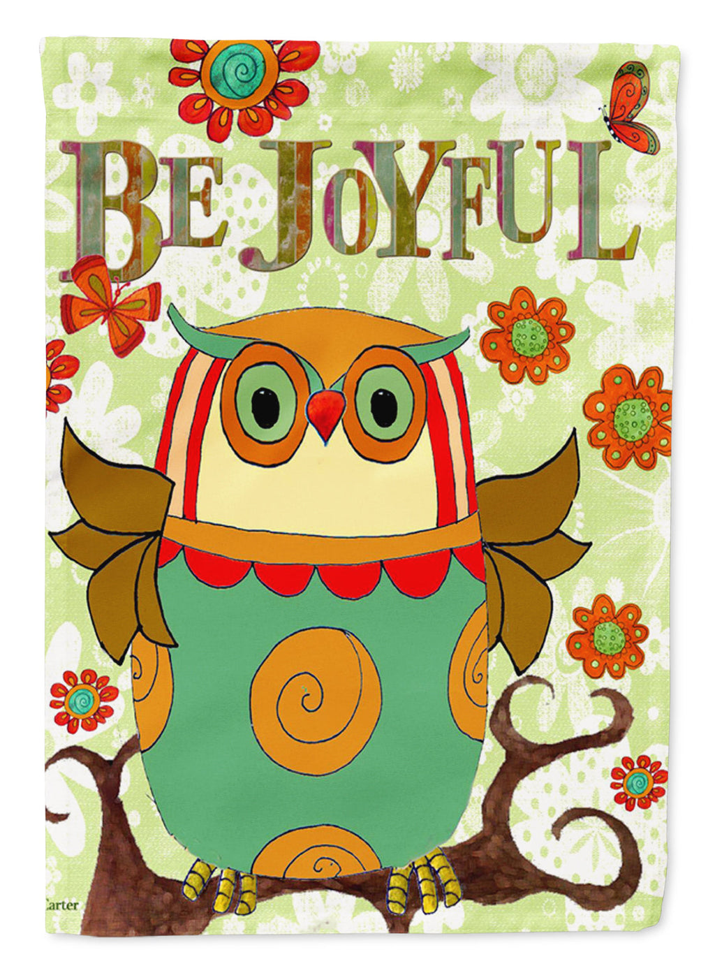 Be Joyful Owl House Flag 28x40 Porch Sleeve Pole Decorative Outside Yard Banner Artwork Wall Hanging, Polyester