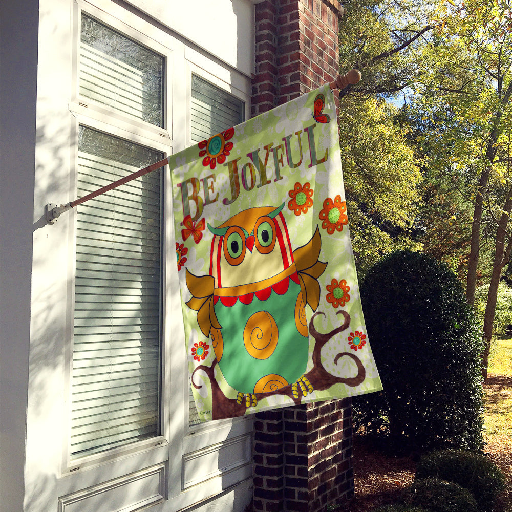 Be Joyful Owl House Flag 28x40 Porch Sleeve Pole Decorative Outside Yard Banner Artwork Wall Hanging, Polyester