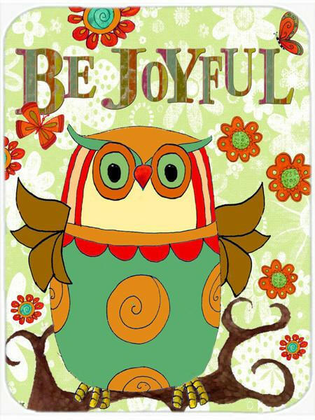 Be Joyful Owl Cutting Board Tempered Glass Kitchen Cutting Surface, Heat Resistant Chopping, Non-Slip Feet, Food Prep & Serving