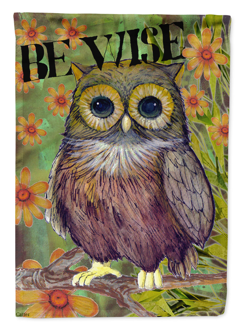 Be Wise Owl House Flag 28x40 Porch Sleeve Pole Decorative Outside Yard Banner Artwork Wall Hanging, Polyester