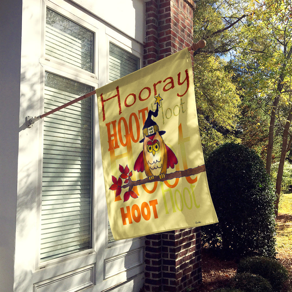 Hooray Hoot Hoot Owl House Flag 28x40 Porch Sleeve Pole Decorative Outside Yard Banner Artwork Wall Hanging, Polyester