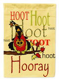 Hoot Hoot Hooray Owl House Flag 28x40 Porch Sleeve Pole Decorative Outside Yard Banner Artwork Wall Hanging, Polyester