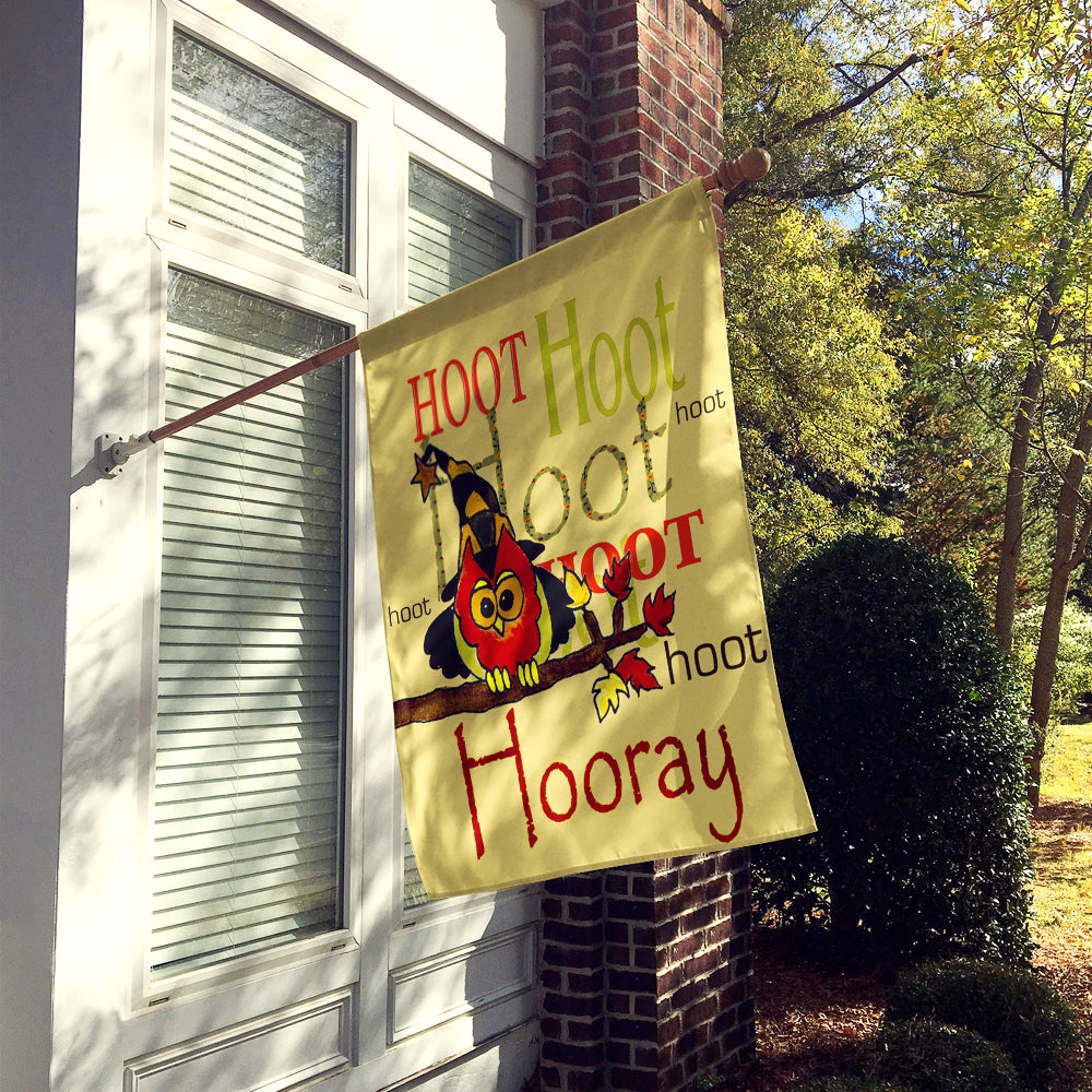 Hoot Hoot Hooray Owl House Flag 28x40 Porch Sleeve Pole Decorative Outside Yard Banner Artwork Wall Hanging, Polyester