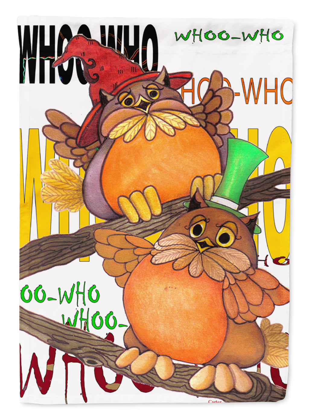 Whoo Who Owl House Flag 28x40 Porch Sleeve Pole Decorative Outside Yard Banner Artwork Wall Hanging, Polyester